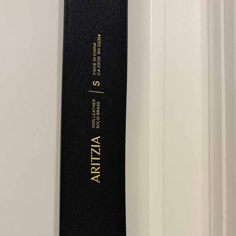 Aritzia Black Leather Belt with Gold Details - Picture 2 of 6